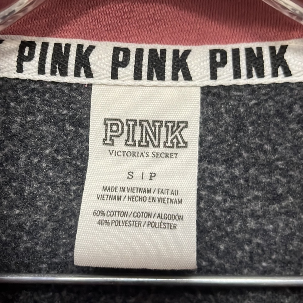 Pink- Victoria’s Secret lightweight fleece zippered neck sweatshirt - Picture 4 of 7